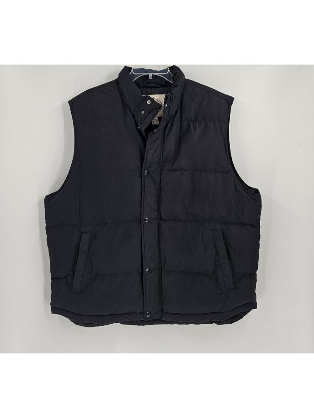 St Johns Bay Mens Vest Puffer Jacket Black Sleeveless Full Zip Pockets Size XL